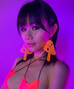 AE Trippin' On Mushrooms Neon Blacklight PVC Earrings