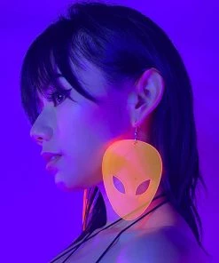 AE Not Alone Alien Head Neon Blacklight PVC Earrings New