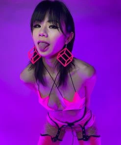 AE New Cubed In Neon PVC Earrings