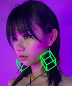 AE New Cubed In Neon PVC Earrings
