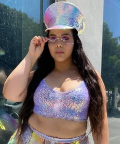 J. Valentine Sequin Double Strap Crop Top