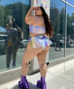 J. Valentine New Holographic PVC Pinwheel Skirt