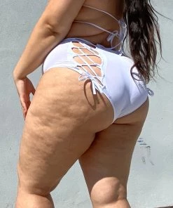 Shark White Lace Back High Waist Bottoms Womens