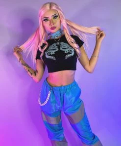 AE Blue Reflective Contrast Joggers New