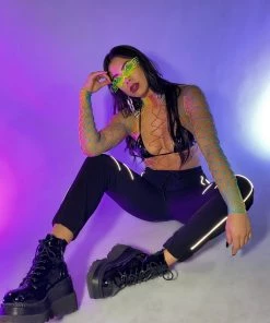 AE Womens Black Reflective Joggers