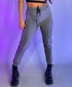 AE Womens Gray Reflective Joggers