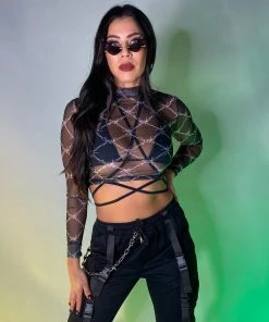 AE Barbed Bish Mesh Crop Top New
