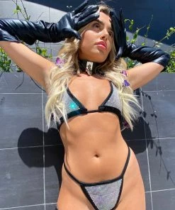 Leg Avenue Womens Wet Look Zipper Gloves