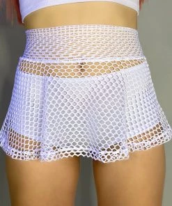 Shark White Fishnet Skater Skirt