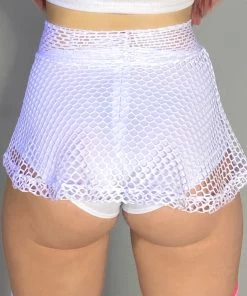 Shark White Fishnet Skater Skirt