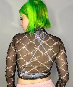 AE Barbed Bish Mesh Crop Top New