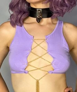 AE Lavender Peekaboo Chain Tank Top