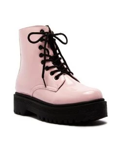 Qupid Bubblegum Pink Lace-Up Boots