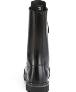 Pleasers Demonia Black Patent Unisex Mid-Calf Steel Toe Boot Mens 7 Pleasers Demonia Black Patent Unisex Mid-Calf Steel Toe Boot Mens