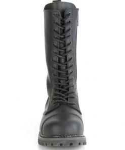 Pleasers Mens Demonia Black Unisex Mid-Calf Steel Toe Boot 6 Pleasers Mens Demonia Black Unisex Mid-Calf Steel Toe Boot