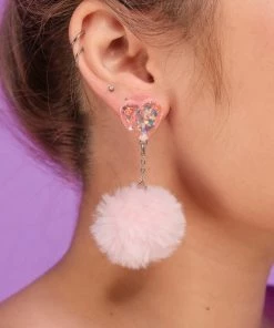 AE In Love With You Fuzzy Puff Heart Earrings