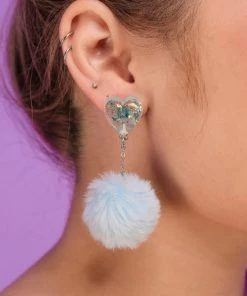 AE In Love With You Fuzzy Puff Heart Earrings