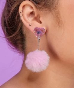AE In Love With You Fuzzy Puff Heart Earrings 7 AE In Love With You Fuzzy Puff Heart Earrings