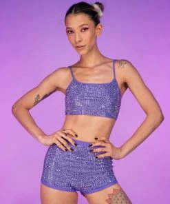 Hot And Delicious New Violet Ice 2pc Rhinestone Set