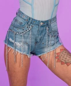 Hot And Delicious New Enchained Denim Shorts