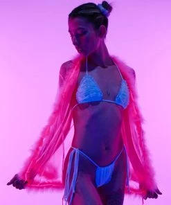 Be Wicked New So Xxtra Feather Trim Sheer Robe
