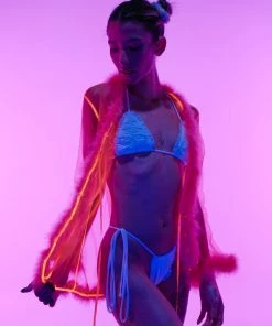 Be Wicked New So Xxtra Feather Trim Sheer Robe