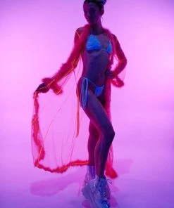 Be Wicked So Xxtra Xxtra Feather Trim Sheer Robe