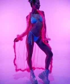 Be Wicked So Xxtra Xxtra Feather Trim Sheer Robe