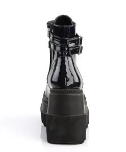 Pleasers Demonia Holographic Black Stacked Platform Ankle Boots Shoes