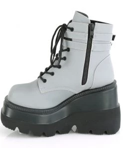 Pleasers Demonia Flash Reflective Stacked Platform Boots Shoes