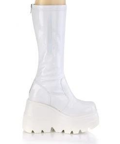 Pleasers Demonia Shaker White Holo Knee High Boots Shoes 15 Pleasers Demonia Shaker White Holo Knee High Boots Shoes