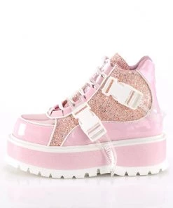 Pleasers Demonia Slacker Holo Pink Ankle Boots Shoes