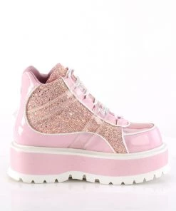 Pleasers Demonia Slacker Holo Pink Ankle Boots Shoes