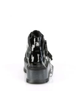 Pleasers Demonia Slacker Black Glitter Ankle Boots