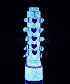 Pleasers Demonia White Multi Glitter Platform Mid-Calf Boots 16 Pleasers Demonia White Multi Glitter Platform Mid-Calf Boots