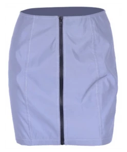 AE Flashblinded Front-Zipper Reflective Mini Skirt Rave Bottoms