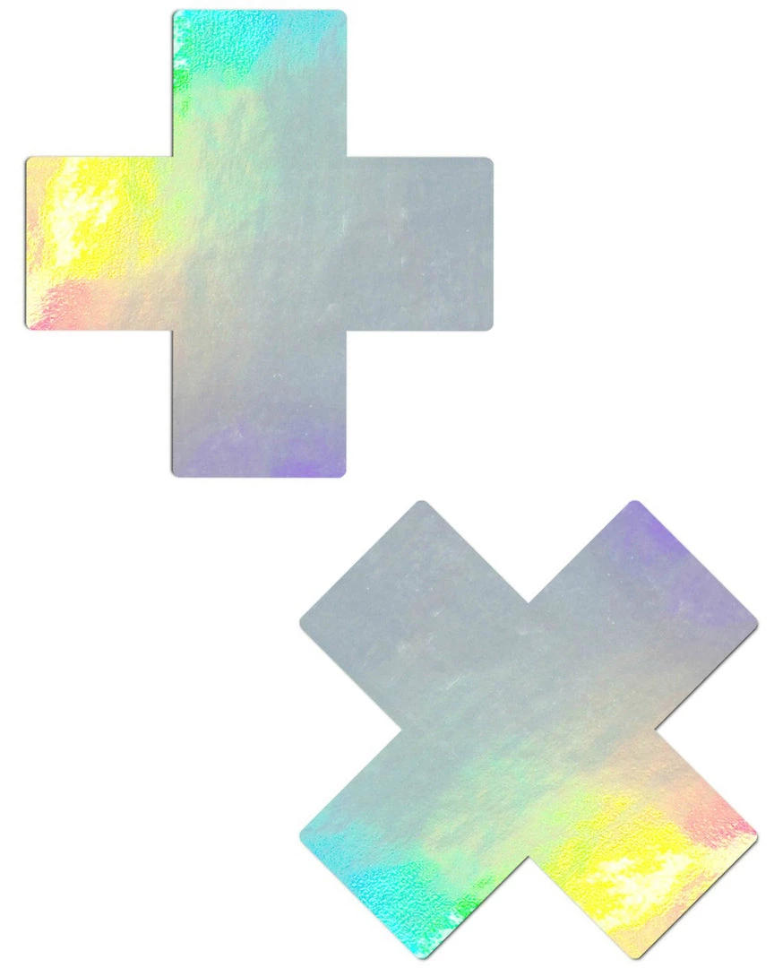 Neva Nude PLUS X: HOLOGRAPHIC CROSS NIPPLE PASTIES 1 Neva Nude PLUS X: HOLOGRAPHIC CROSS NIPPLE PASTIES
