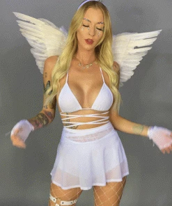 Shark Womens White Mesh Skater Skirt