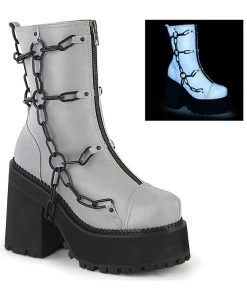 Pleasers Demonia Chain & Reflective Chunky Boots