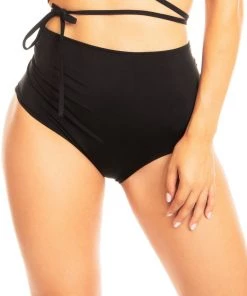 Shark Womens Matte Black Lace Back High Waist Rave Bottoms