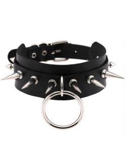 AE Spiked & Studded O-Ring Faux Leather Choker 14 AE Spiked & Studded O-Ring Faux Leather Choker