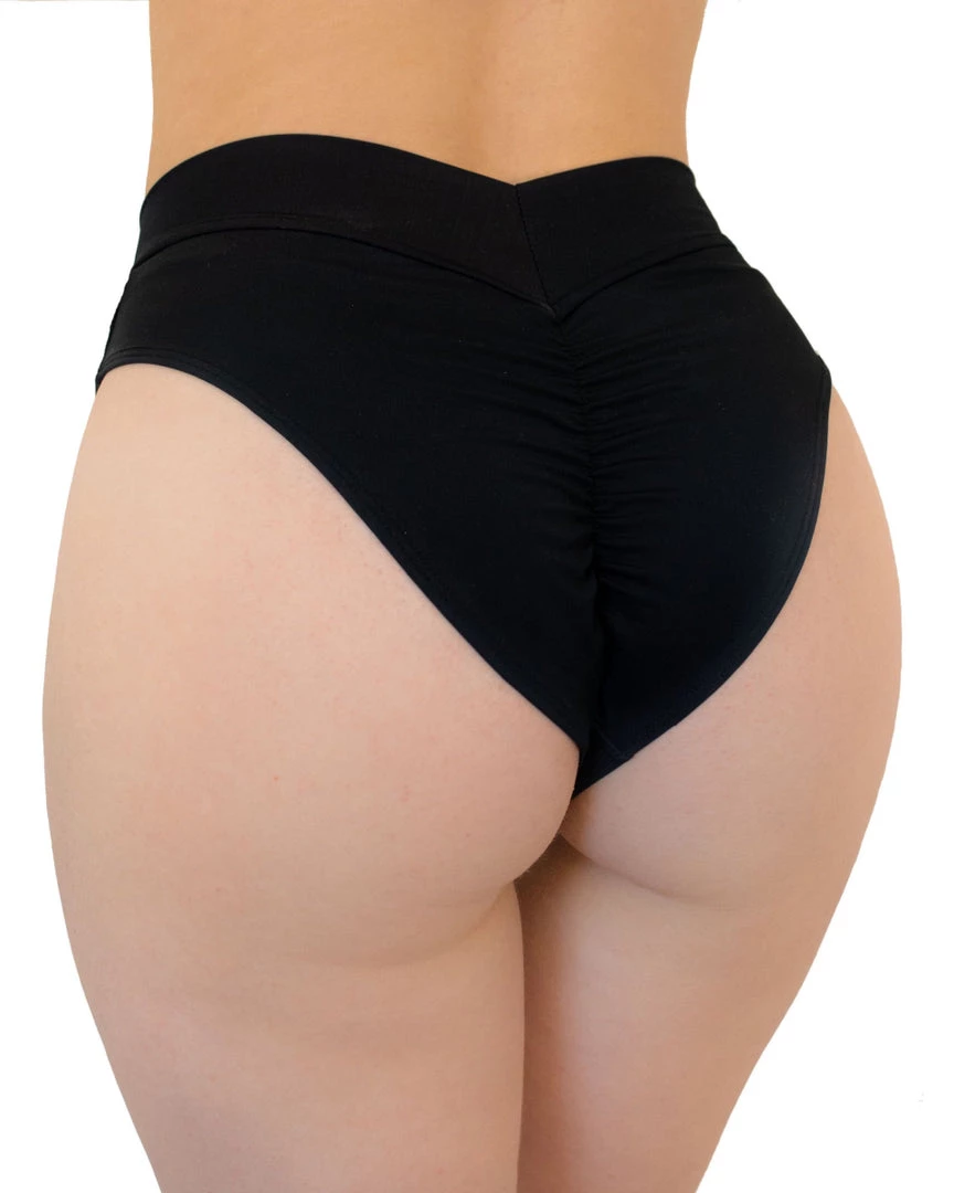 Shark Black Matte Solid Scrunch Back Booty Shorts 5 Shark Black Matte Solid Scrunch Back Booty Shorts