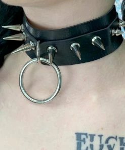 AE Spiked & Studded O-Ring Faux Leather Choker 18 AE Spiked & Studded O-Ring Faux Leather Choker