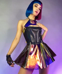 J. Valentine Cyber Prom Vinyl PVC Dual Zipper Skirt New