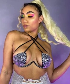 OhYes Fashion New Black Double Crossed Diamonds Bustier