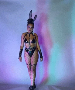 Music Legs Womens Fishnet Vinyl Bunny Ears Headband