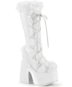 Pleasers Shoes Demonia White Furry Winter Faux Fur Boots