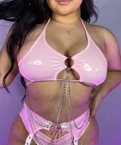 Bodyzone Sugar Baby Pink Chained O-Ring Top Rave Tops