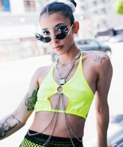 Bodyzone Rave Tops Sugar Baby Pink Chained Tri Top