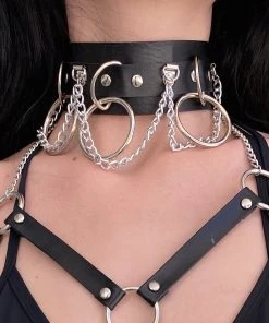 AE Accessories Black Chain Choker & Leash 2pc Set
